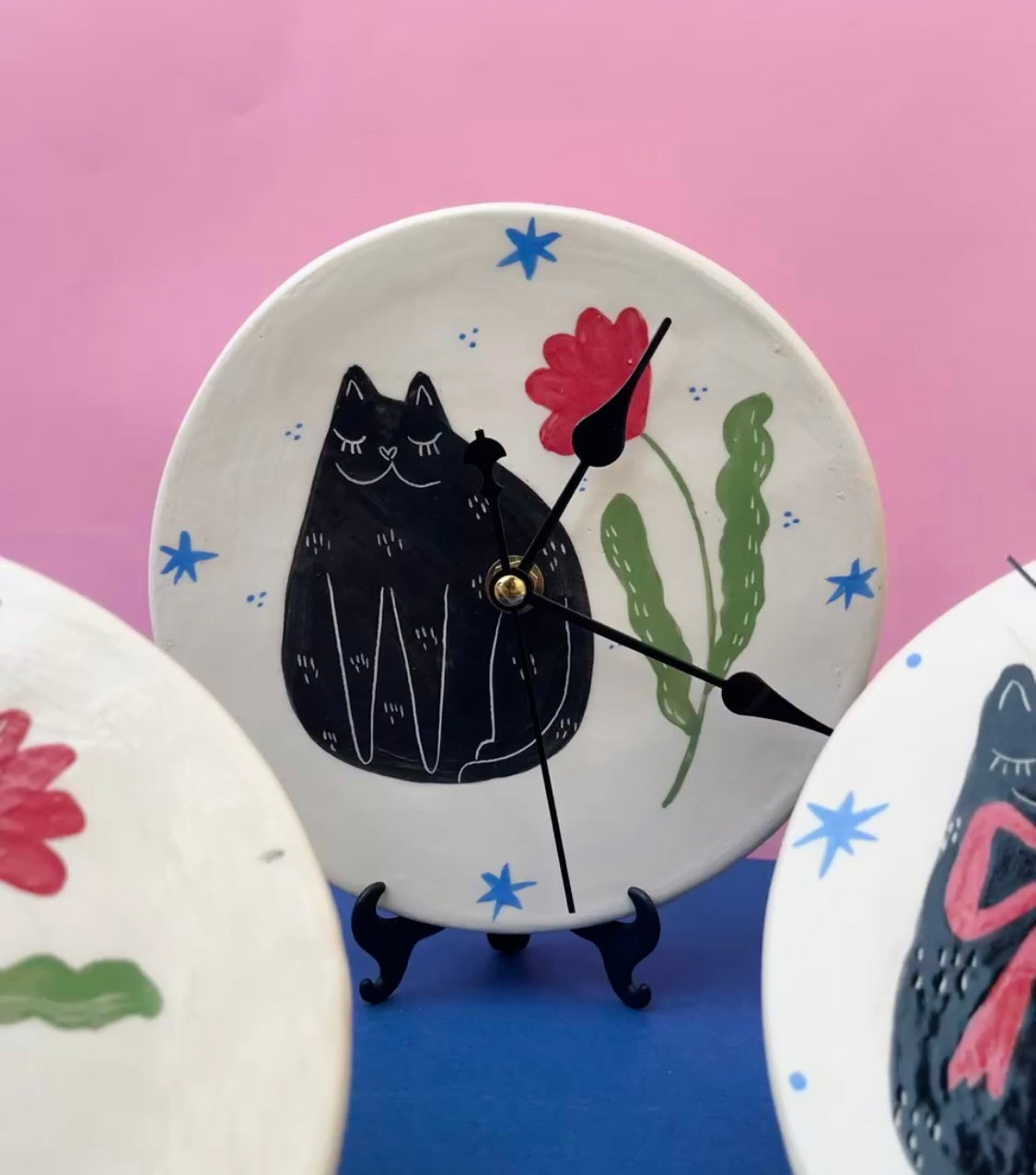 Reloj de pared Gato Flor